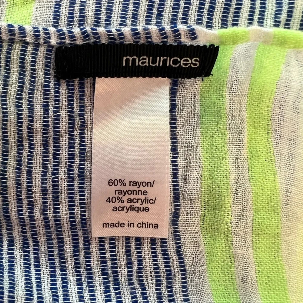 Maurice’s‎ Blue and Neon Green Scarf